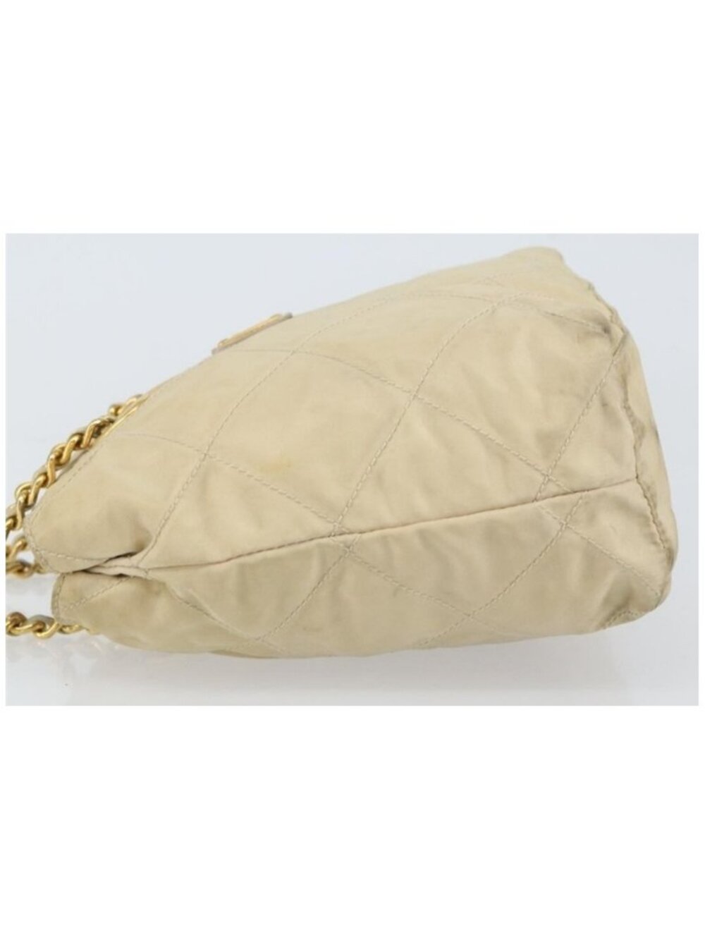 Authentic PRADA Chain Shoulder Bag Nylon Beige Gold - Picture 4 of 16
